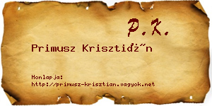 Primusz Krisztián névjegykártya